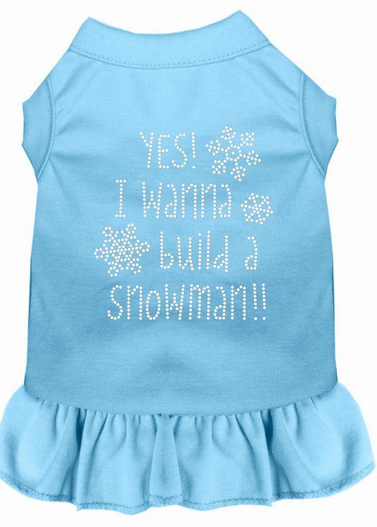 Yes! I want to Build a Snowman Rhinestone Dog Dress Baby Blue XXXL